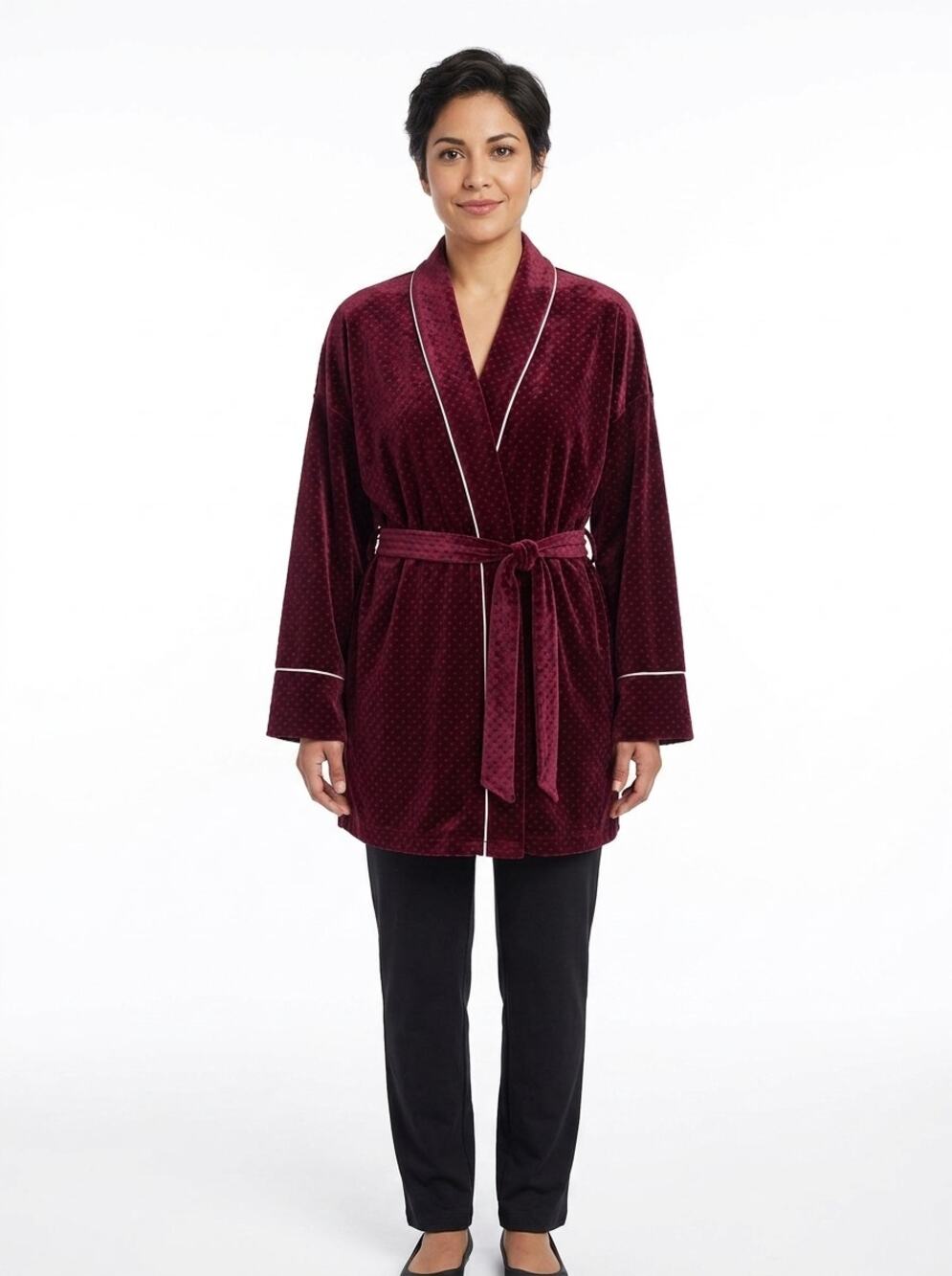 Vintage Barbizon Made in USA Burgundy Velvet Robes Lightweight Women Size M